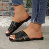 Ladies' Flat Sandals - Colorful One Step Stepping Square Head Design, Synthetic Material Upper, Flat Heel, Hand Wash, Casual Shoes Square Head Sandals