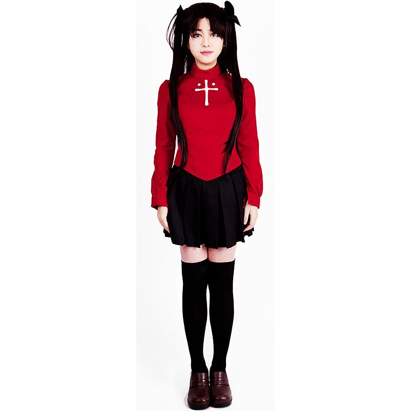 Scione Fate Stay Night Rin Tohsaka Cosplay Costume Women Red Top Skirt Halloween Outfit