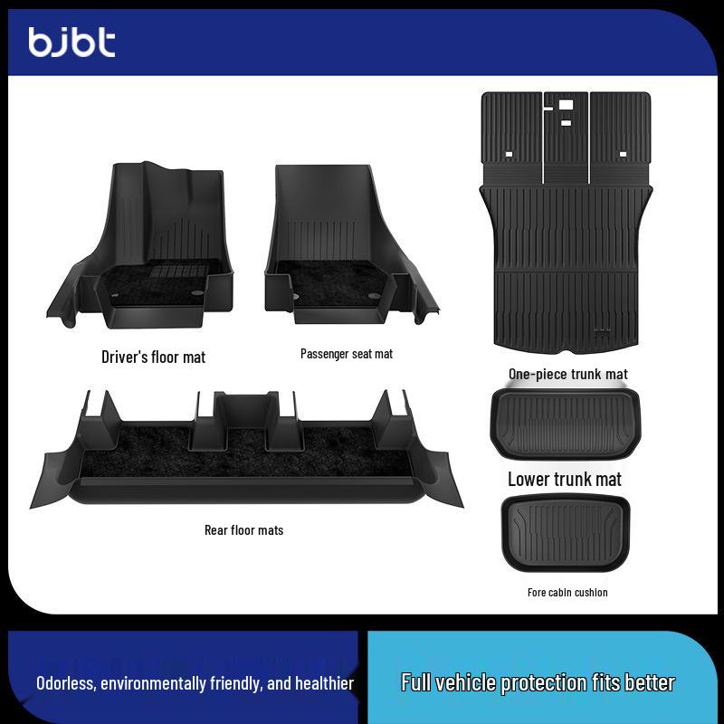 BJBT Full Coverage Non-Slip Floor Mats for Tesla Model Y 2023, TPE Injection Molded