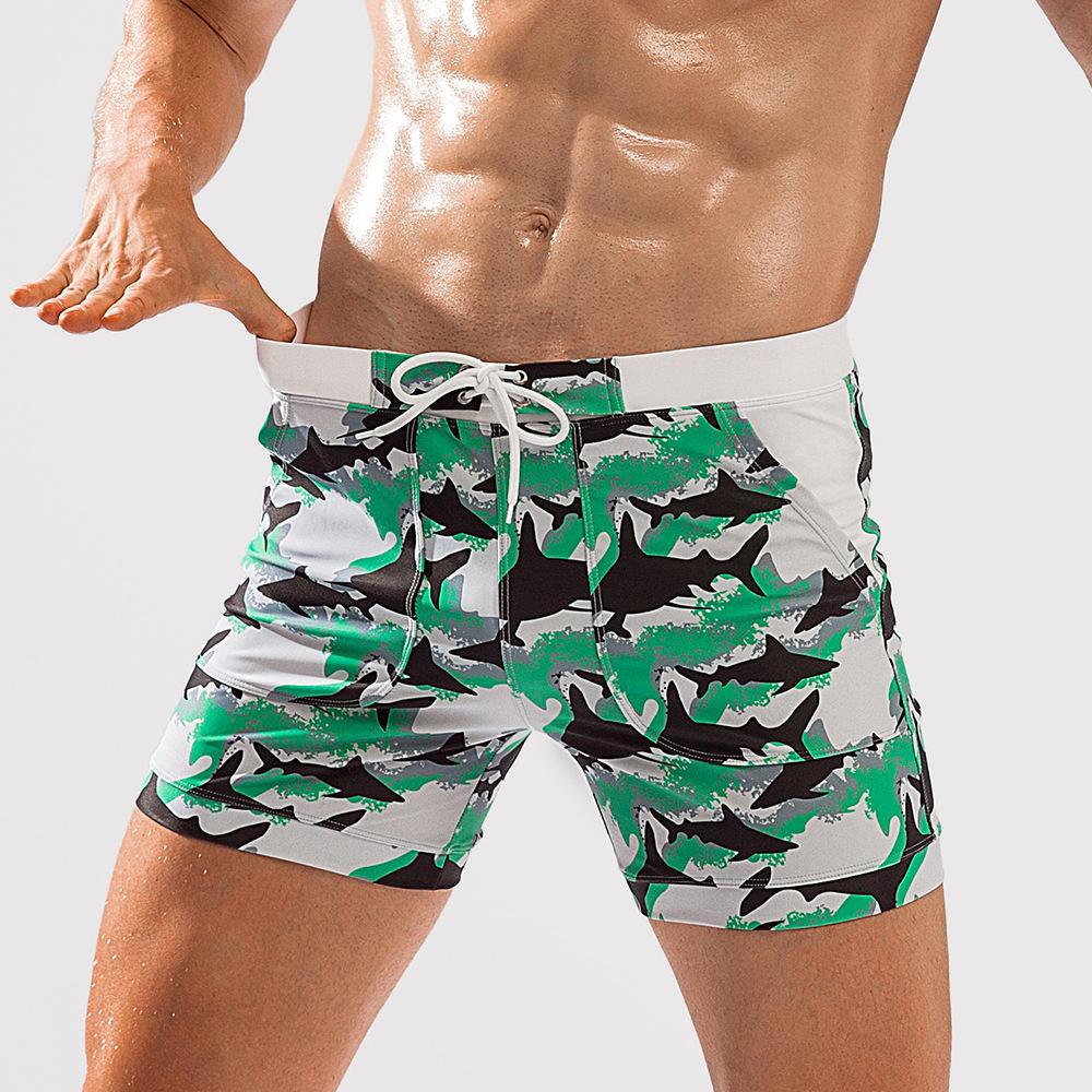 Heavywood Summer Men's Beach Swimming Trunks Drawstring Elastic Waist Swimsuit Shorts Man Plus Size Quick Drying Swimwear Shorts
