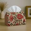 1pc Vintage Botanical Floral Flower Tissue Box Cover,Red Green Leaf High-Quality,Durable,Lightweight,Foldable Storage,Ideal for Living Room and Dinin
