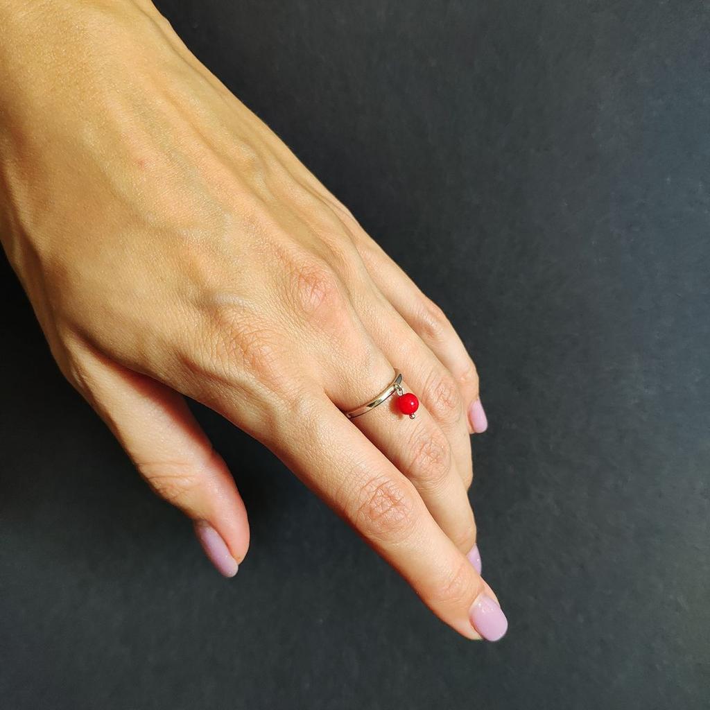 Zilveren ring met koraal, gewicht van het product 1,65 gr (2145585)