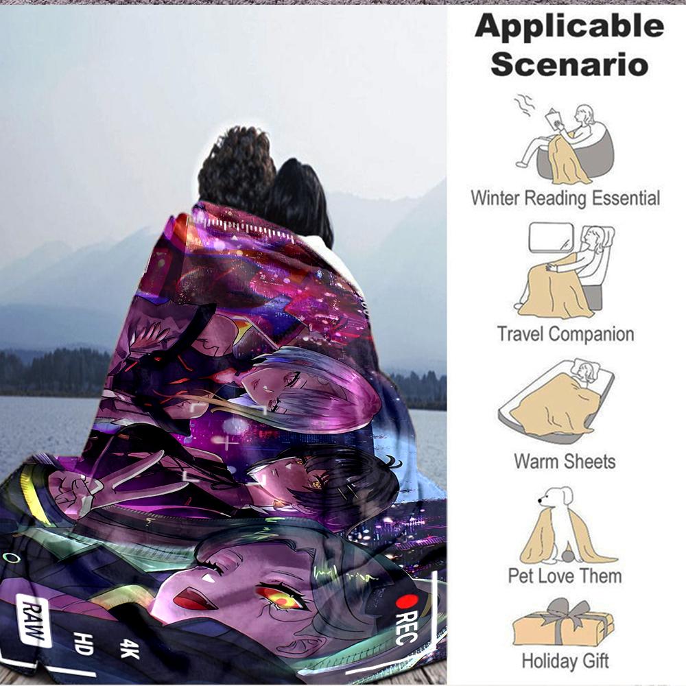 1Pc Cyberpunk Dreamscape Flannel Blanket, Soft And Comfortable, Casual Warm, Camping Travel, Christmas, Halloween Xmas Gift S1603