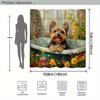 1pc Whimsical Yorkshire Terrier in Bathtub Shower Curtain, Polyester, Machine Washable, with 12 Hooks, for Tranquil Bathroom Dec