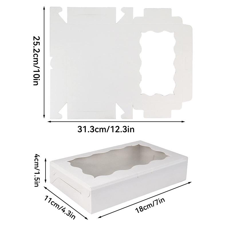 White & Pink Kraft Paper Box with Window for Cakes, Cookies, Muffins, and Egg Tarts