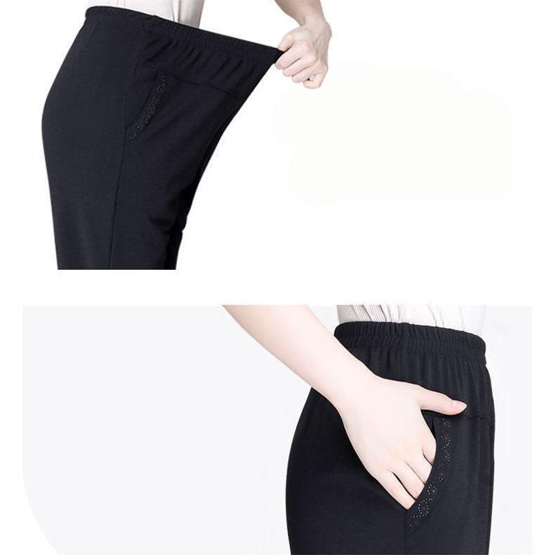 Middle-aged Elderly Women's Pants Summer Thin Nine-point Mother Pants Straight Loose Grandma Pants Casual