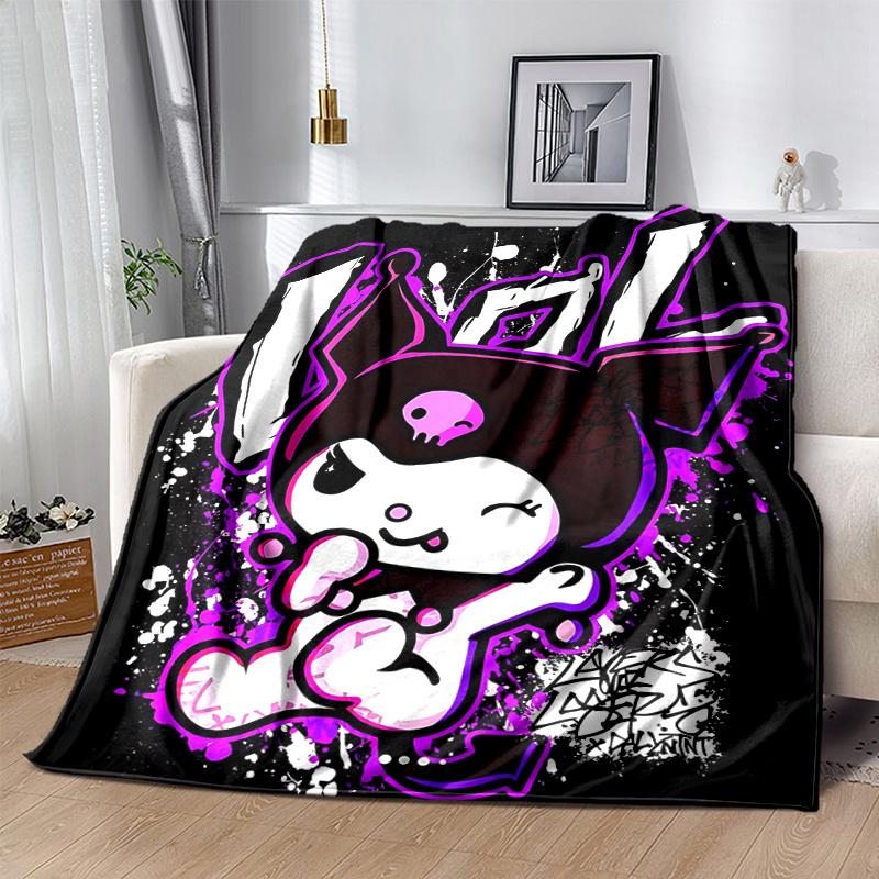 1pc Kuromi Skull Crown Blanket, Soft Warm Throw Blanket for Home Decor, Living Room, Travel, Camping, Car Blankets, Beach, Office Naps, Gift Idea for