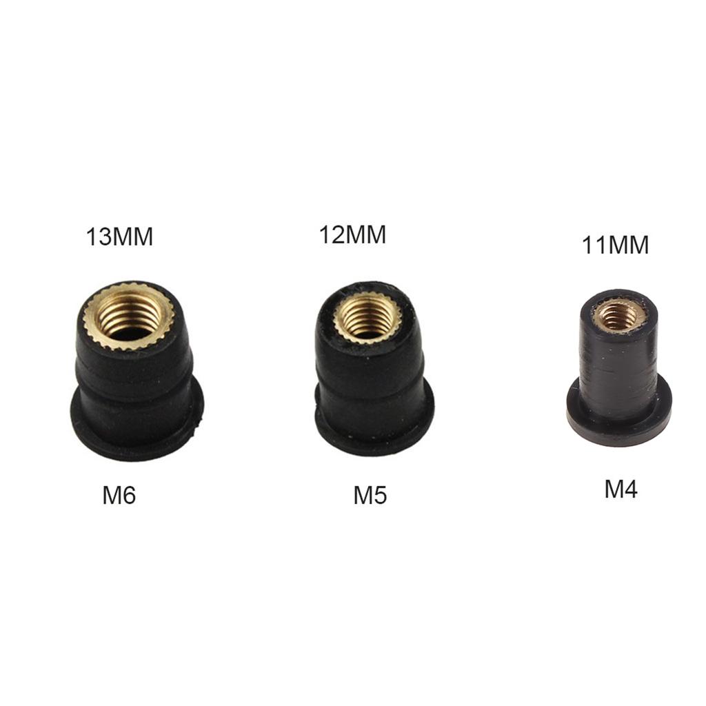 10Pcs Universal M4/M5/M6 Rubber Well Nuts Blind Fastener for Motorbike Windcreen Motorcycle Modification Tools