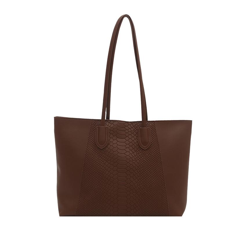 

Сумка-тоут большой вместимости с узором змеи, 2025, высококлассная, универсальная, рабочая, на плечо, подмышку, сумка-тоут, женская one size fits all темно-коричневого