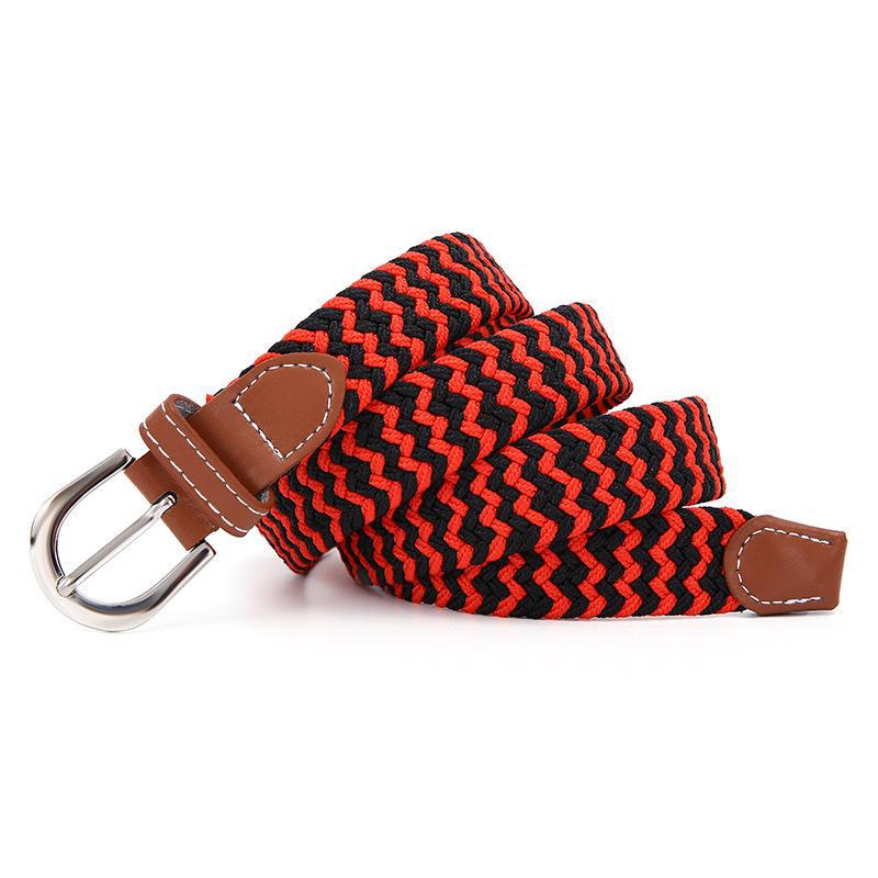 Women's Solid Color Elastic Canvas Belt with Pin Buckle