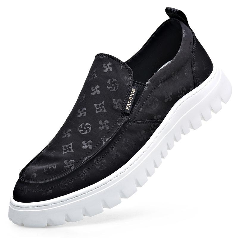 

New casual board shoes trendy versatile overshoes fashion printing foam soft-soled cloth shoes light one-pedal men s shoes 44 (standard leather shoe size) чорний
