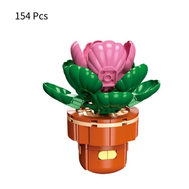 Exquisite Diy Mini Brick Plant Pot Model Kit Fun Plastic Building Blocks Toy