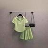 Plus Size Women's Loose Fit Summer Sports Set - Irregular T-Shirt & Wide-Leg Shorts