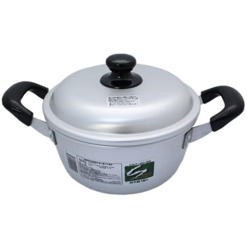 Silver Melitas Aluminum Pot, 18cm, Handled, for Direct Heat Use