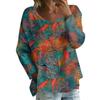 Top casual de damă la modă, larg, cu gât rotund, cu mâneci lungi și imprimeu floral