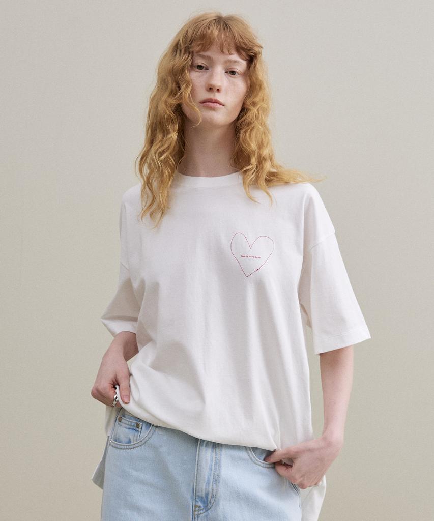 ARTID Heart Graphic Oversized Short Sleeve T-Shirt_White