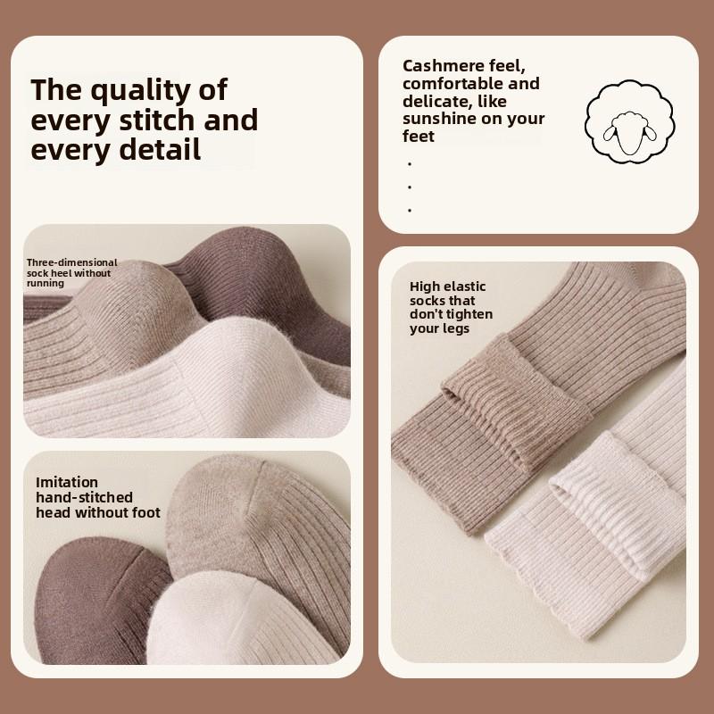 Pile Socks Women's Fall Winter Mid-tube Socks Warm Plus Fleece Plus Socks Lace Socks