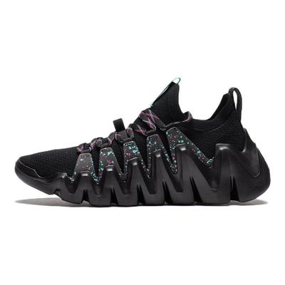 Li Ning Huanci Stoff Einteiliges Gewebe Stoßdämpfung Rutschfest Abriebfest Atmungsaktiv Low-Top Sportliche Freizeitschuhe Herren Sneaker Schwarz AZGS031-1