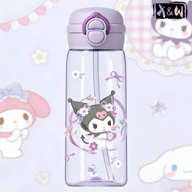 X&W Sanrio Tritan Material Space Cup 500mL Double Drinking Pop-up Lid Portable Water Cup Bubble Tea Cup Kids Water Bottle Cups