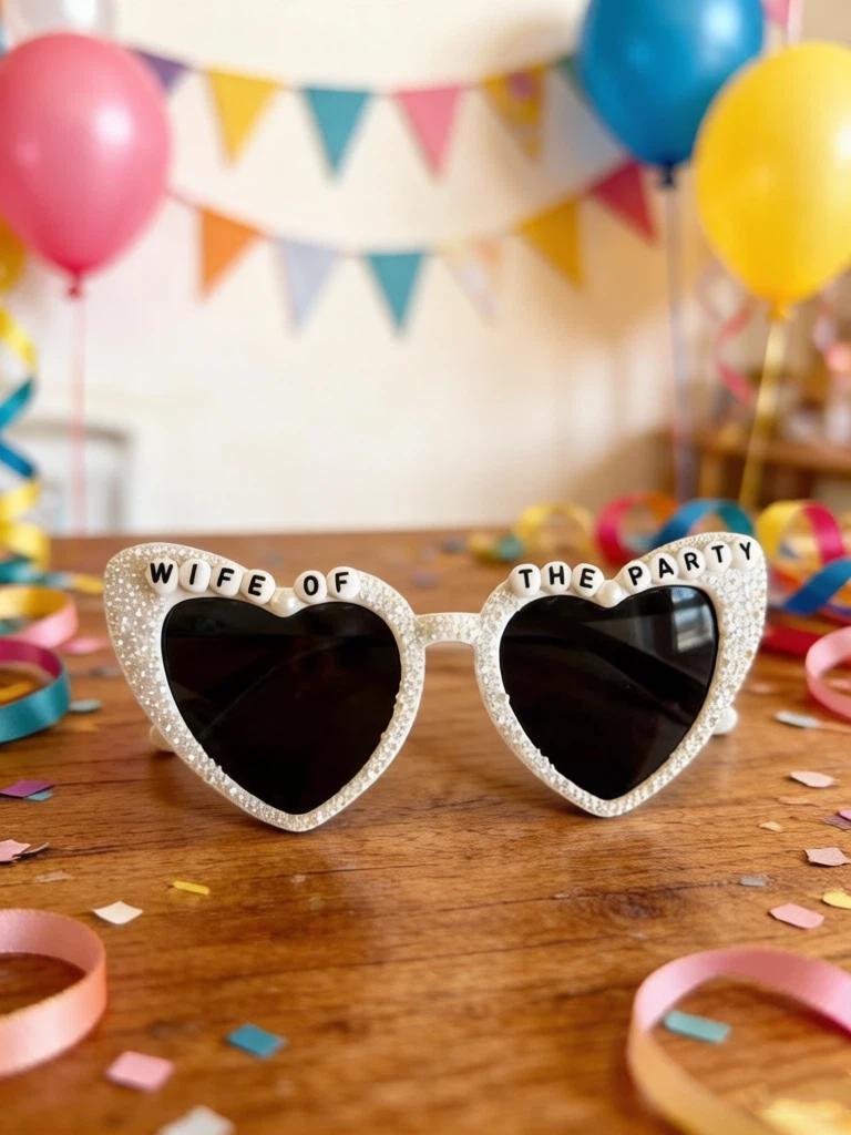 Wife Of The Party Heart Shaped Rhinestone Sunglasses Bachelorette Party Favors Glasses For Bride Wedding Celebration KJ297