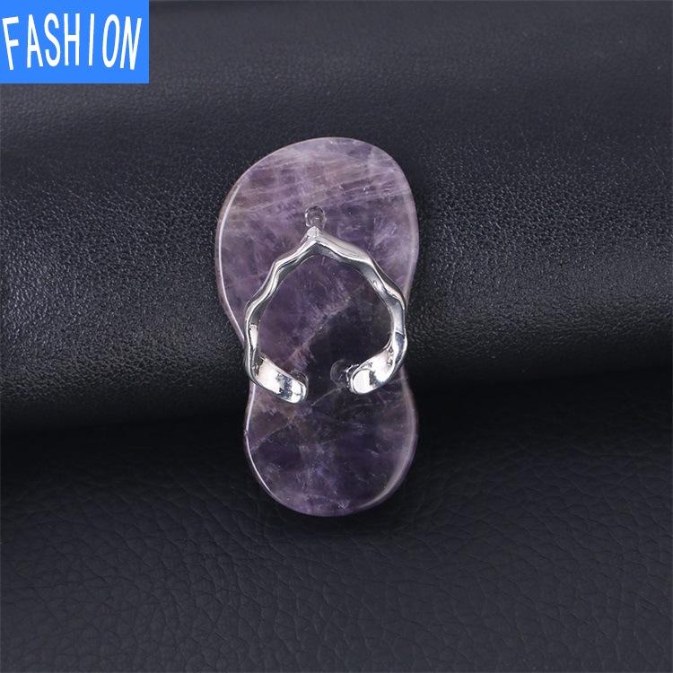 

Женское ожерелье в европейском и американском стиле, пляжные тапочки из натурального камня, ожерелье с подвеской, ожерелье для влюбленных с кристаллами amethyst