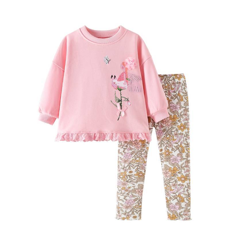 Girl Winter Sweater Set With Cotton Fabric For Middle Childhood Kids