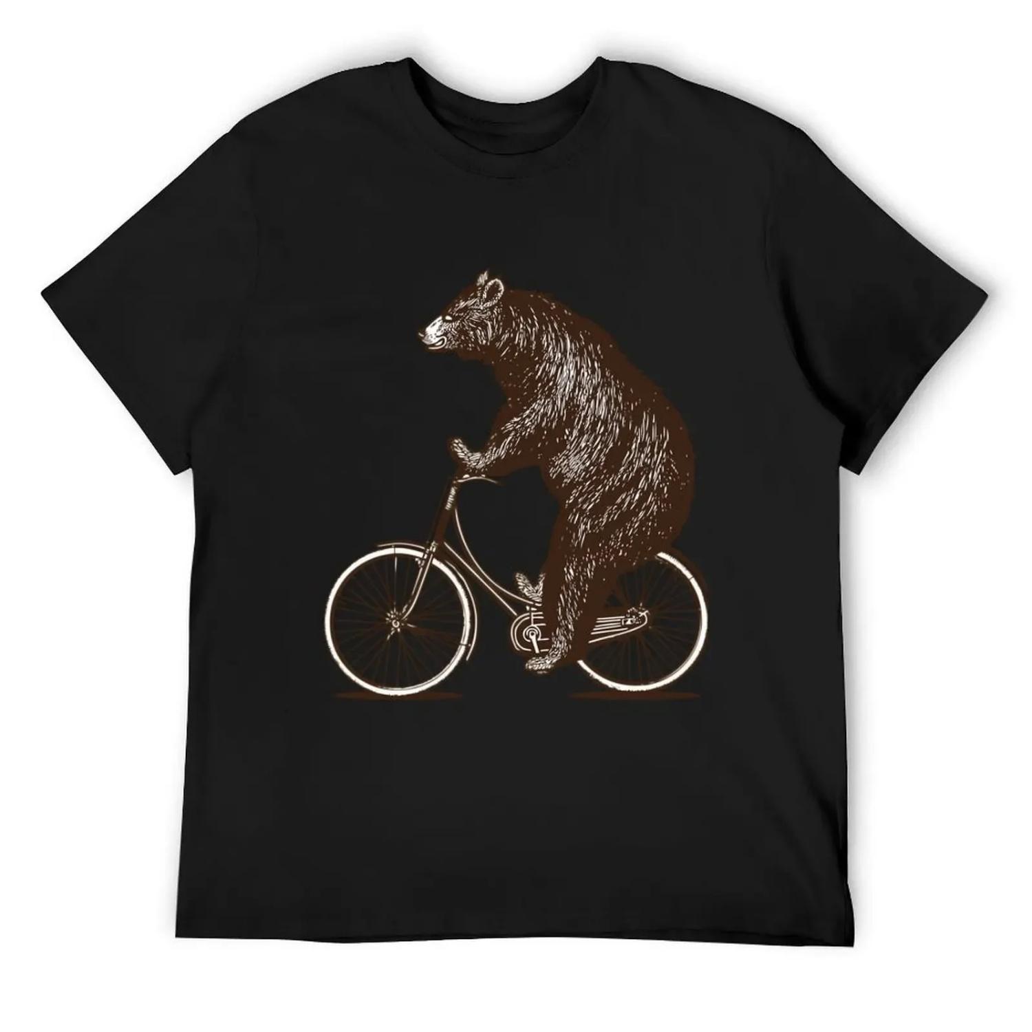 

Bear on Bike _t T-Shirt T-shirts oversize aesthetic clothes Aesthetic clothing black t-shirts for men XXXXXL чорний