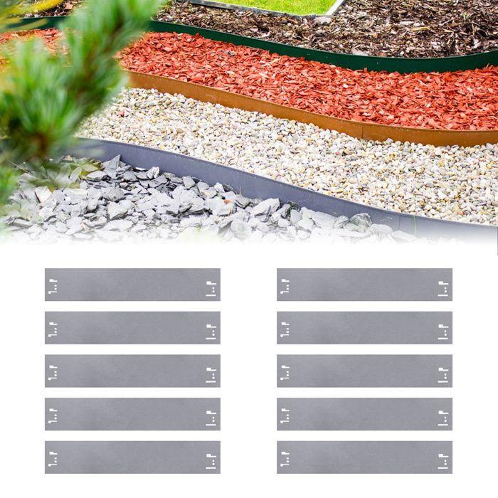 Bordure de Jardin en métal Alu/Zinc - ICH-ZAPFE.DE - 18,5 cm x 120 cm - Galvanisé - Flexible et facile à monter