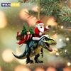2025 Christmas Pendant Santa Claus On Dinosaur Ornament 2D Flat Acrylic Hanging Decoration for Christmas Tree Mantel Decor