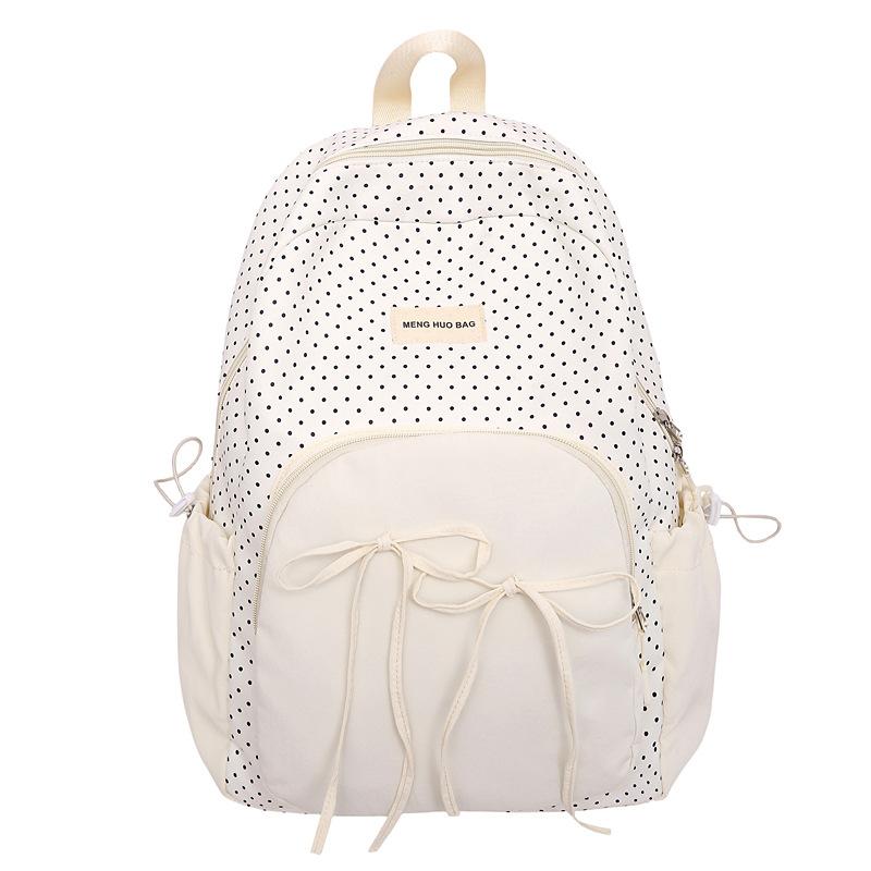 Damen Rucksack Studenten Schultasche College Stil Schleife Polo Punkt Rucksack