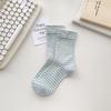 Chaussettes Tube d'Été Fines Couleur Pure Rayées Respirantes Bouche Large Mois Fils