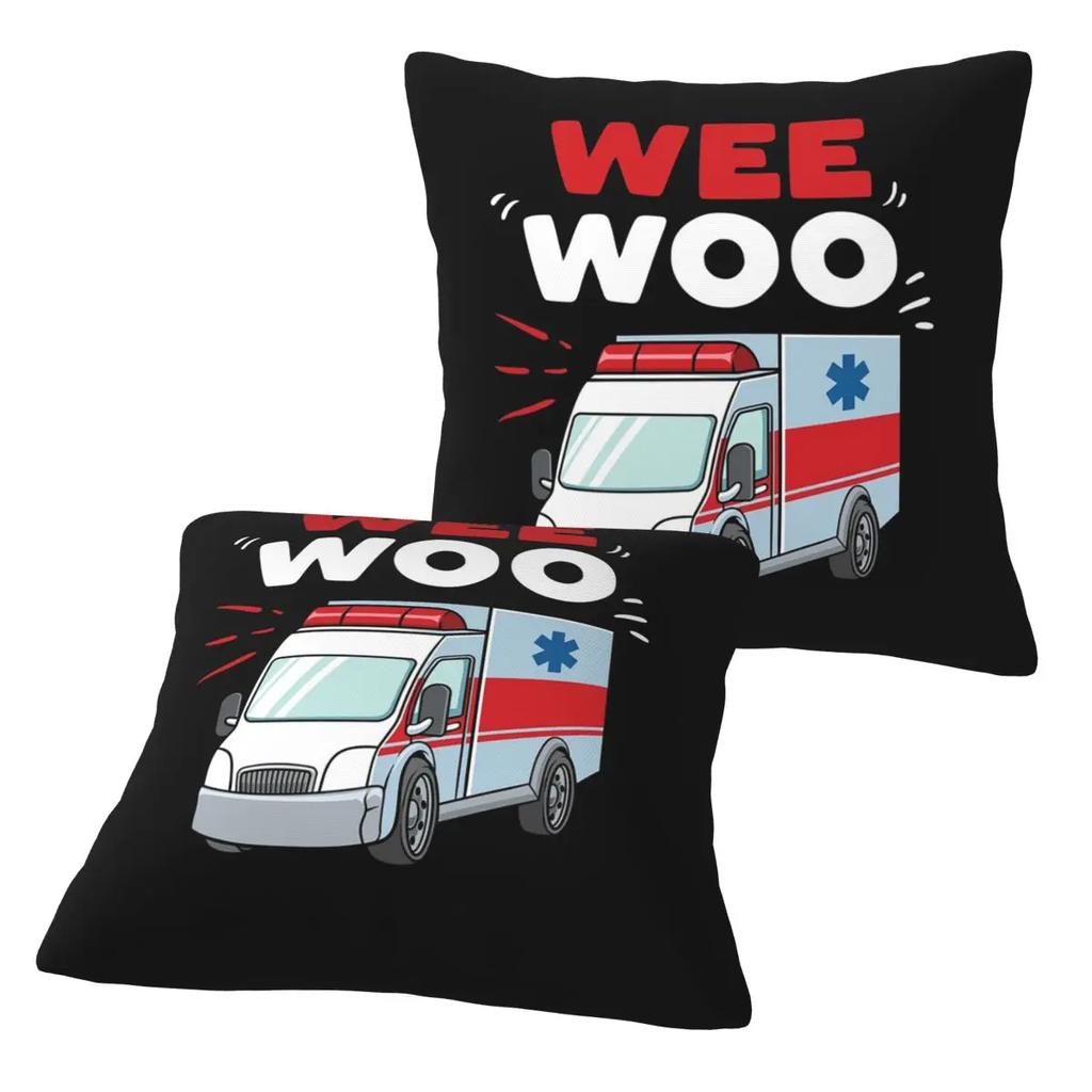 Wee Woo Ambulance Paramedic Emergency Medic Gift 2 Pcs Square Pillowcase Pillow Cover Cushion Throw Pillow For Home Bedroom