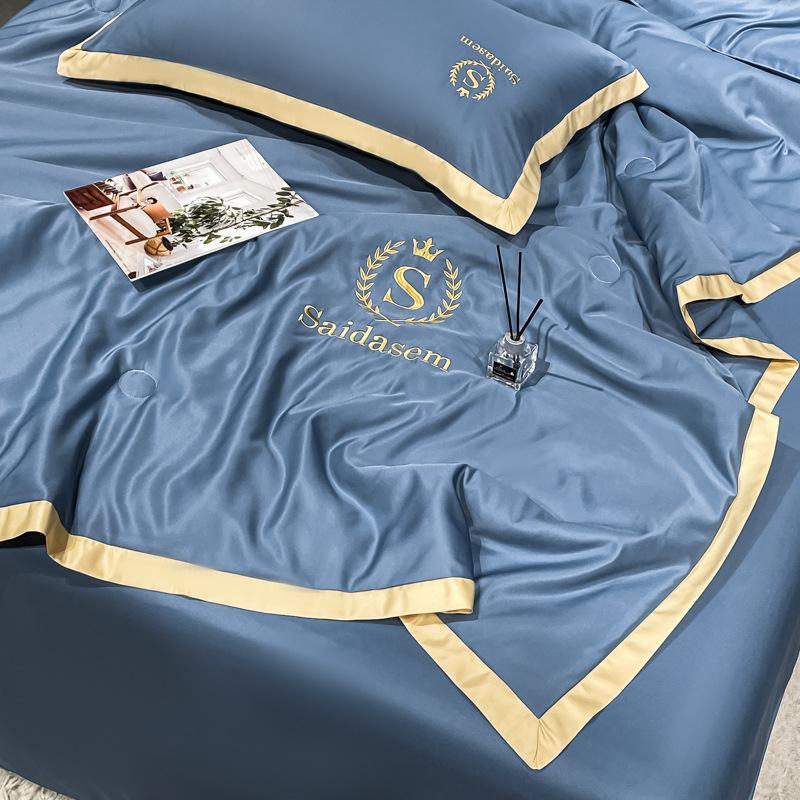 Summer Ice Silk Air Conditioning Quilt Thin Quilt Embroidered Summer Cool Quilt Washable Summer Quilt