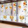 Painted Sunflower Flower Basket, Outdoor Balcony Glass Display Window Sticker