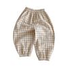 Kids' Striped Drawstring Pants - Linen Cotton Loose Fit Trousers