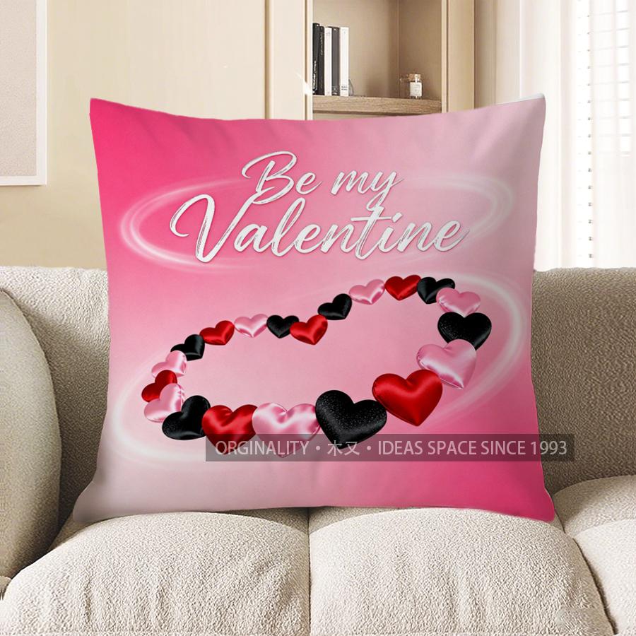 2D Happy Valentine Pillow For Romantic Decor Pattern Cushion Cover Suitable For Sofa Bedroom Car Pillow Cover
