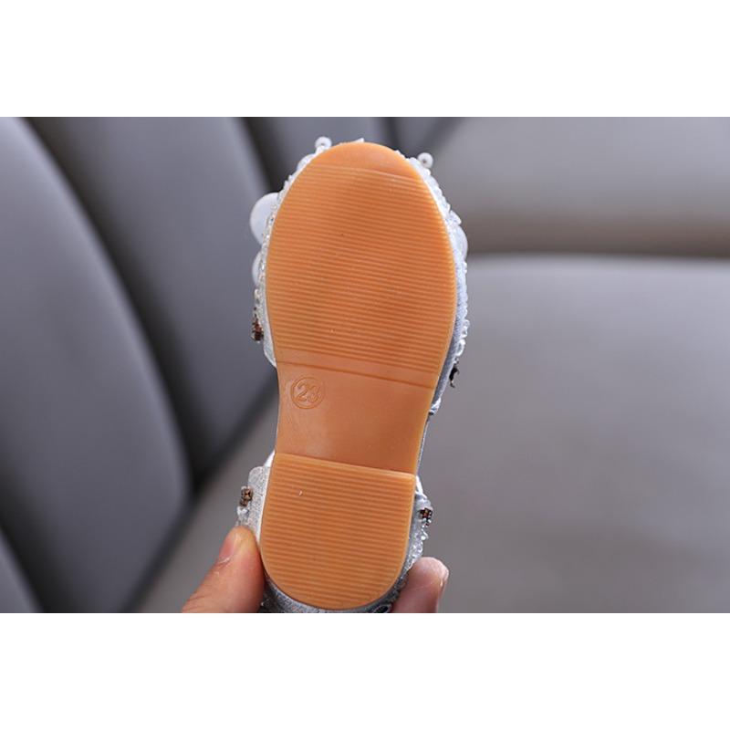 Spring-summer-autumn Bowknot Korean Rhinestone Soft-soled Girls' Sandals, Princess Shoes, Children's Shoes, Spring-style Girls' Leather Shoes