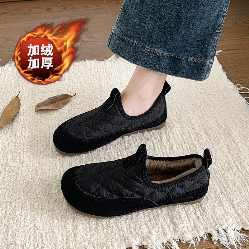 

Мамины бархатные хлопковые туфли для женской осени и зимы, новые, ретро, теплые и удобные туфли Дуду, повседневная обувь на один шаг. 40 чёрный