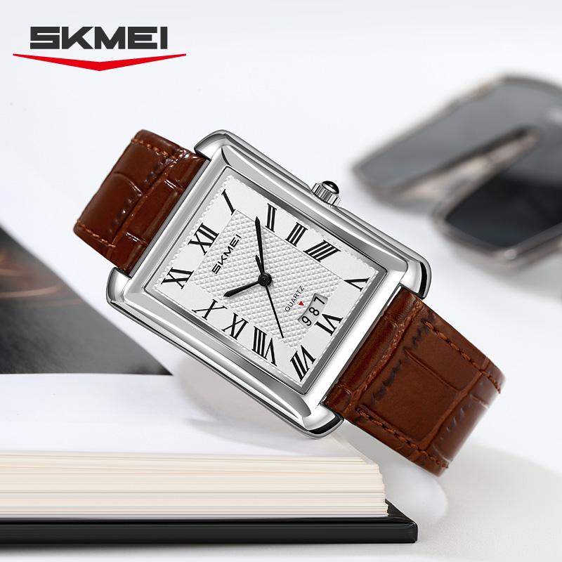 SKMEI 2575 Waterproof Date Genuine Luxury High-end Quartz Watch for Men Leather Strap Mens Wristwatch Shockproof Colck Relgios