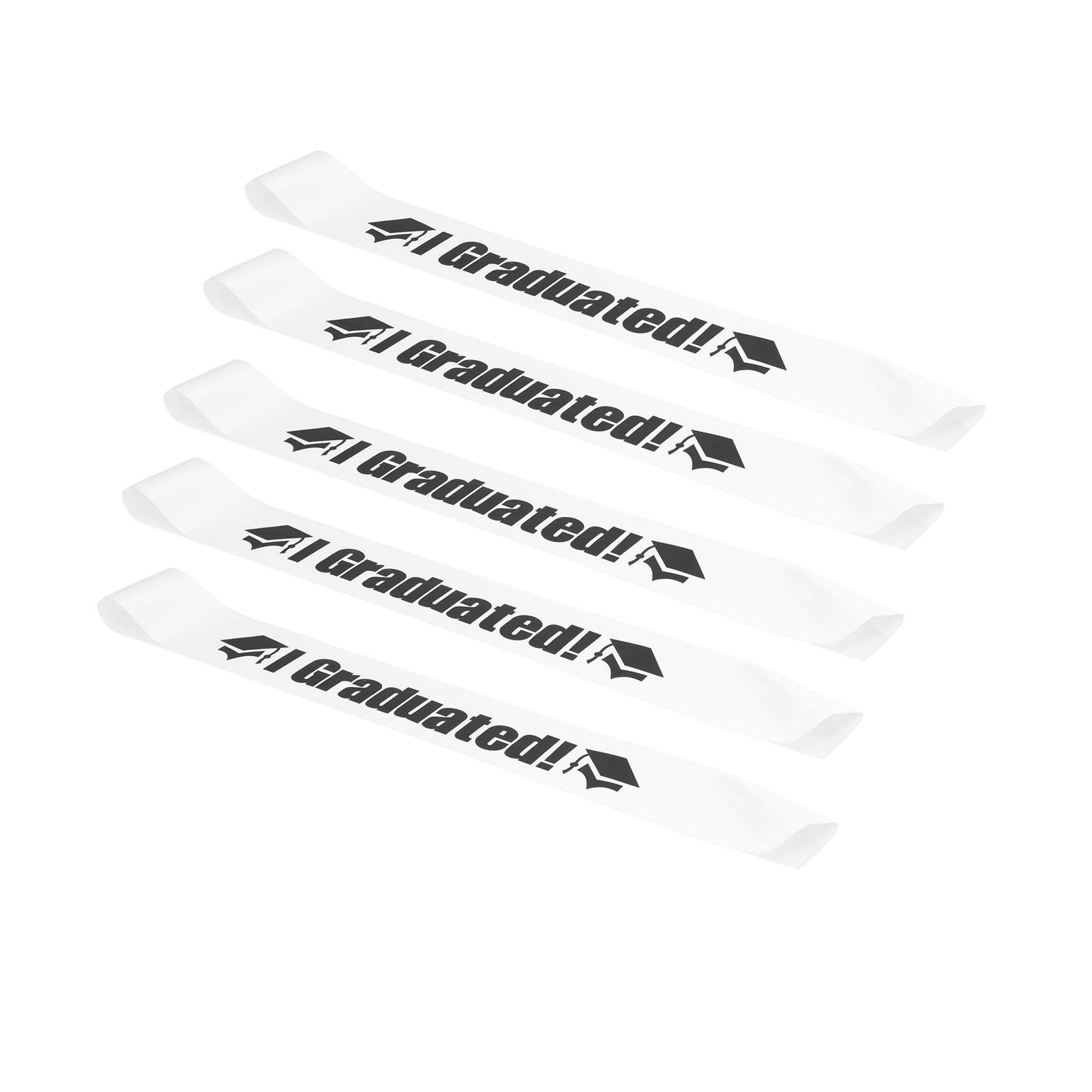 

5 Pack Graduation Sash Satin Party Congratulation with Letter Keepsake Accessory Photo PropWhite белый