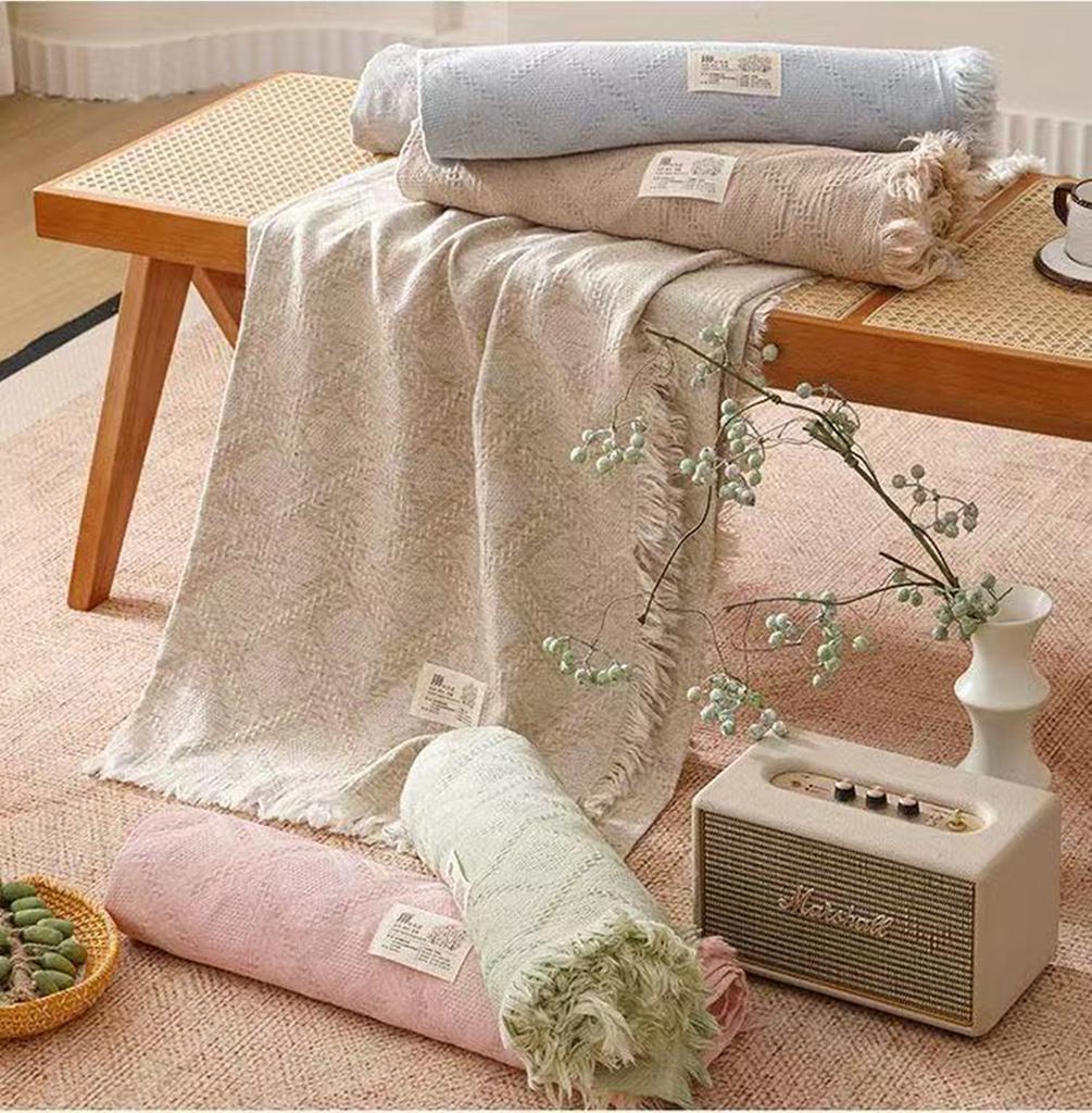 2026 Lyocell Leinen Decke Mit Quasten A-Klasse Kühlendes Handtuch Überwurf Sommerdecke Jacquard Bettlaken Twin Queen Size Bettwäsche