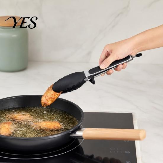 Kitchen Tongs for Cooking And BBQ, Heat-Resistant 9 Inch Food Safe with Silicone Tips, Non-Stick Dishwasher Tools Durable