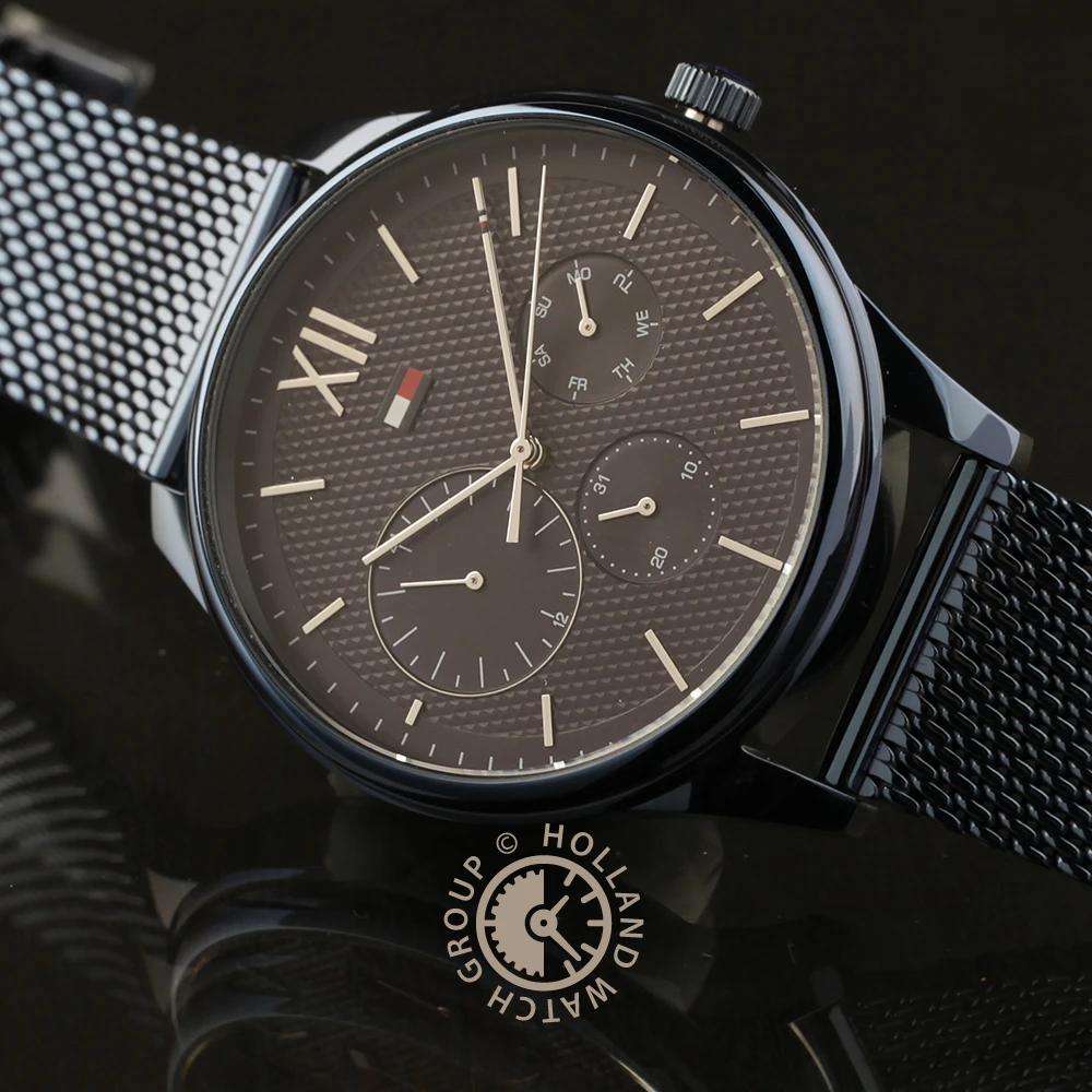 Tommy Hilfiger Damon Blaues Zifferblatt Blau Beschichtetes Edelstahl Milanesisches Armband Herren Quarz Uhr 1791421