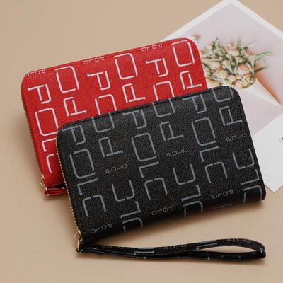 Porte-cartes et porte-monnaie multifonctionnel grande capacité pour femme avec fermeture éclair et motif lettre