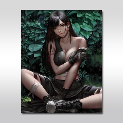 Final Fantasy Tiffa 5D-Diamant-gesticktes Kreuzstich-Anime-Mädchen-Gemälde