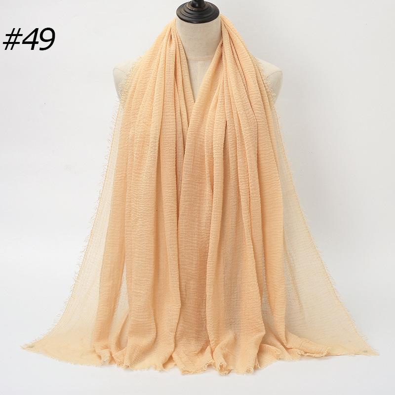 New Pleated Monochrome Cotton Solid Color Scarf, Naturally Pleated Human Cotton Hair Beard Edge Large Size Women's Headscarf B
