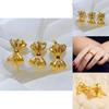 Elegant Gold Plated Brass Open Bow Ring Adjustable Minimalist Women's Fashion Jewelry