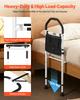 Bed Rail for Elderly, Bedside Assist Rails with Supporting Leg and PU Handrail, Adjustable Height Carbon Steel Pipe Bedside Cane, Bed Bars for Seniors