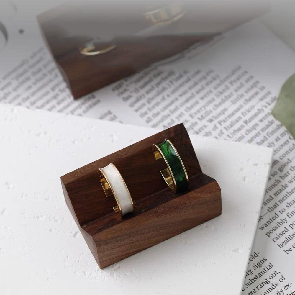 Wood Base Ring Display Rack Walnut Jewelry Photography Props Ring Holder  Jewelry Store