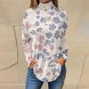 Tee Shirts For Women Fall Casual Long Sleeve Shirts Sweatshirt Vintage Printed High Neck Top Pullover